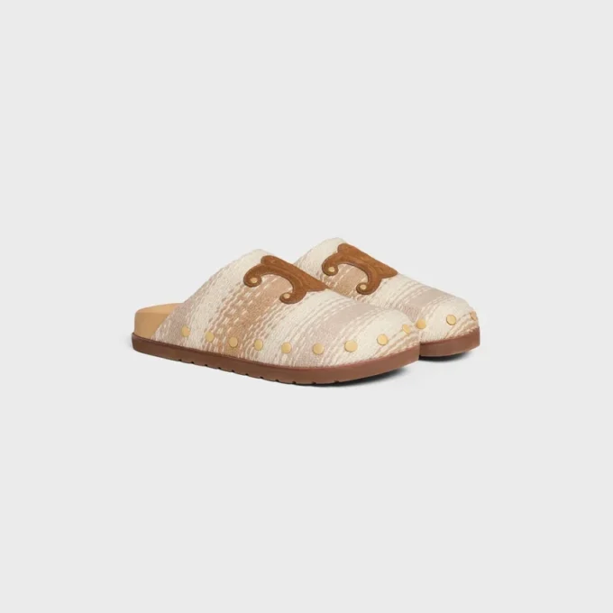 Celine Pitea Clog in Striped Cotton Textile
