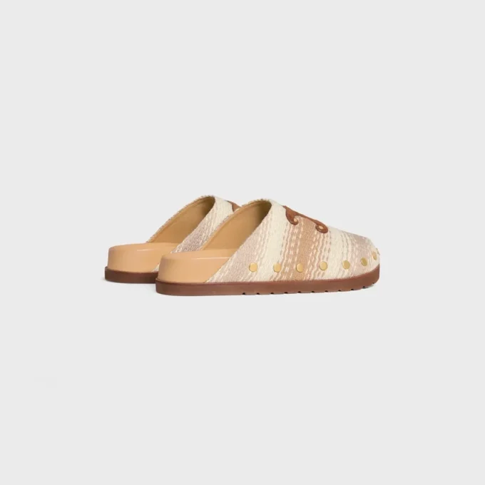 Celine Pitea Clog in Striped Cotton Textile