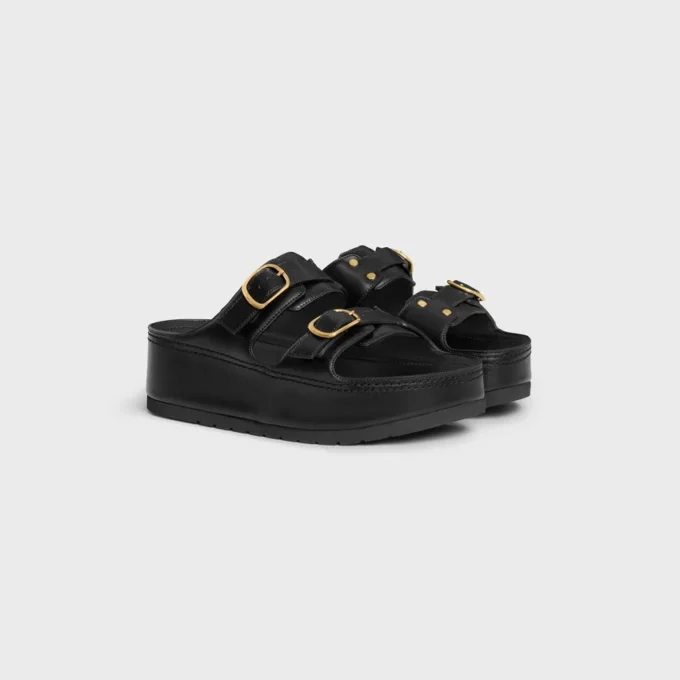 Celine Polly Wedge Mule in Calfskin