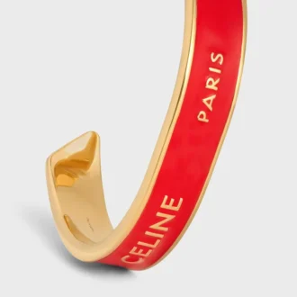 Celine Ribbon Small Cuff in Enamel and Brass with Gold Finish