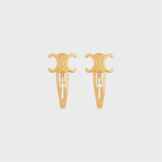 Celine Set of 2 Snap Hair Clips in Brass with Gold Finish and Steel Celine Set of 2 Snap Hair Clips in Brass with Gold Finish and Steel