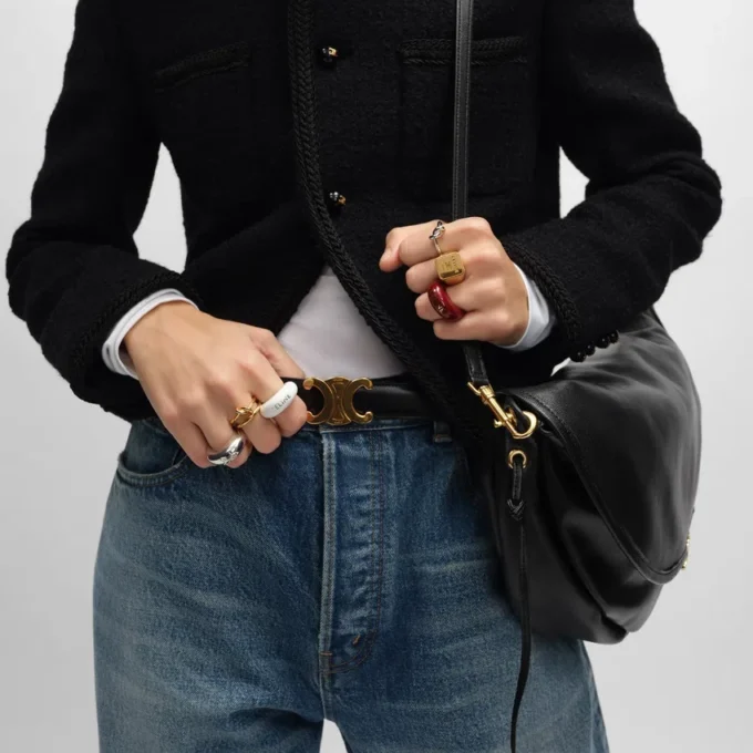 Celine Sulky Ring in Enamel and Brass with Gold Finish
