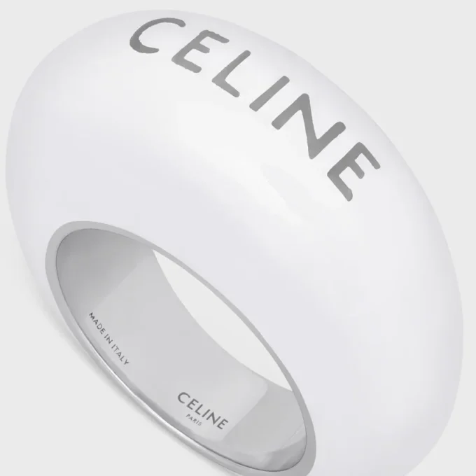 Celine Sulky Ring in Enamel and Brass with Rhodium Finish