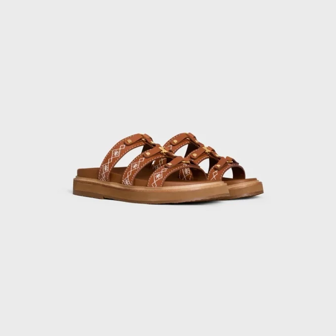 Celine – Tippi Slide in Embroidered Calfskin