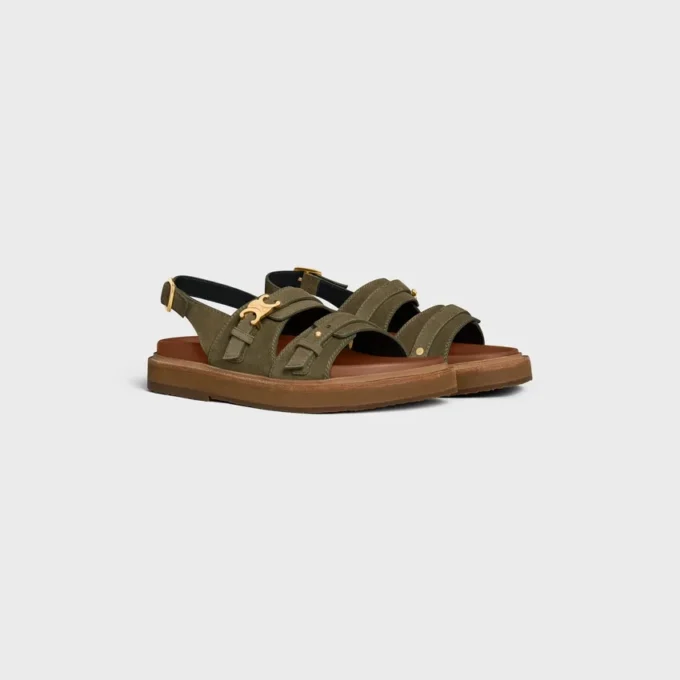 Celine – Tippi Triomphe Sandal in Suede Calfskin