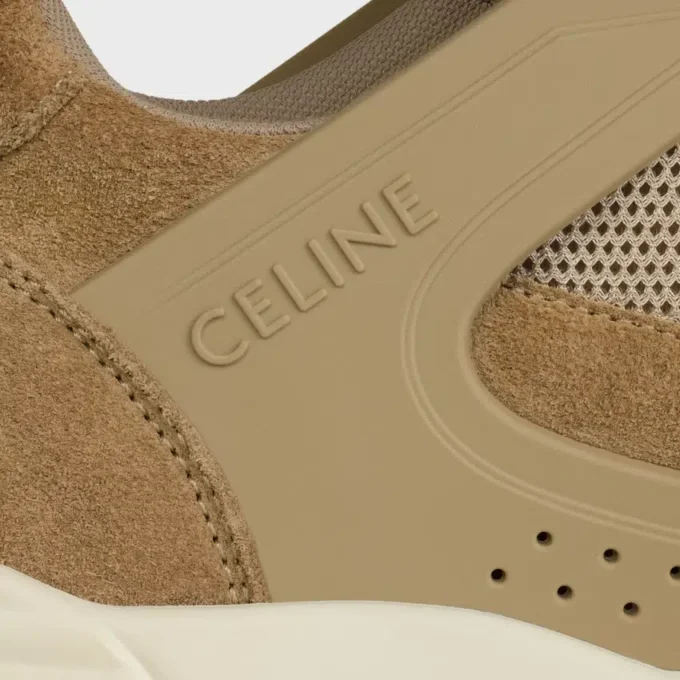 Celine Trainer Ct-09 Low Lace-Up Sneaker in Suede Calfskin and Mesh