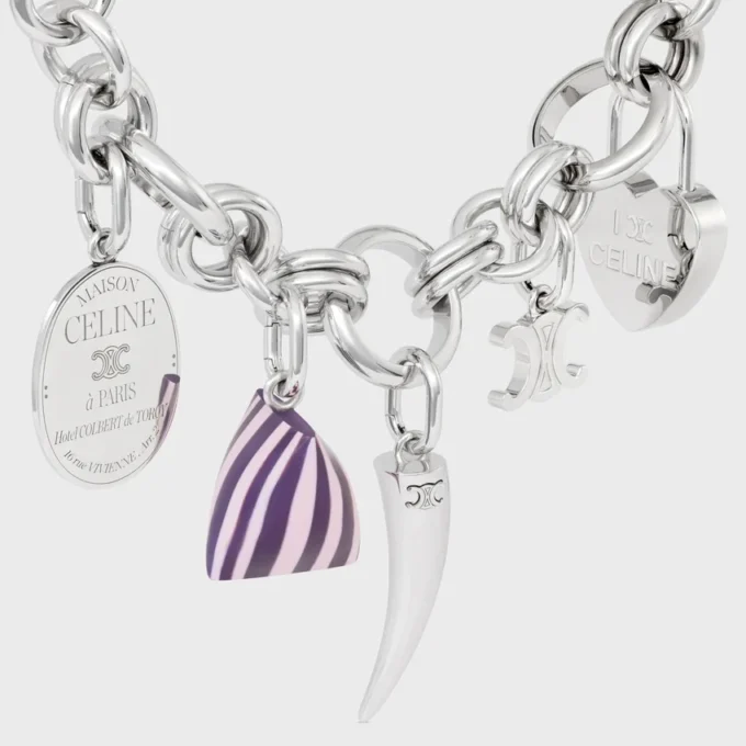 Charms Heritage Chunky Bracelet in Brass with Rhodium Finish Charms Heritage Chunky Bracelet in Brass with Rhodium Finish