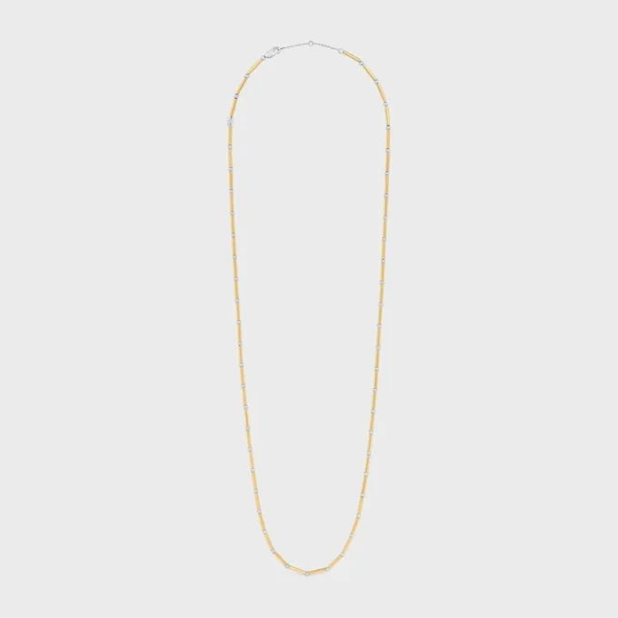 Charms Long Necklace in Brass with Gold and Rhodium Finsih