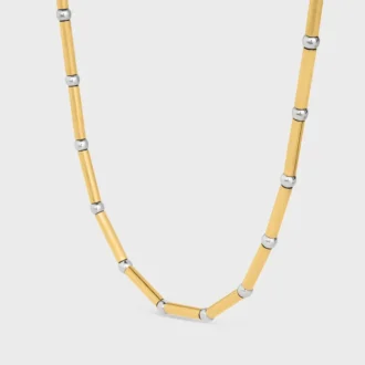 Charms Long Necklace in Brass with Gold and Rhodium Finsih