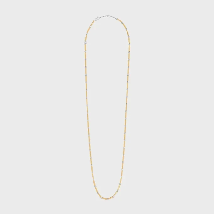 Charms Long Necklace in Brass with Gold and Rhodium Finsih