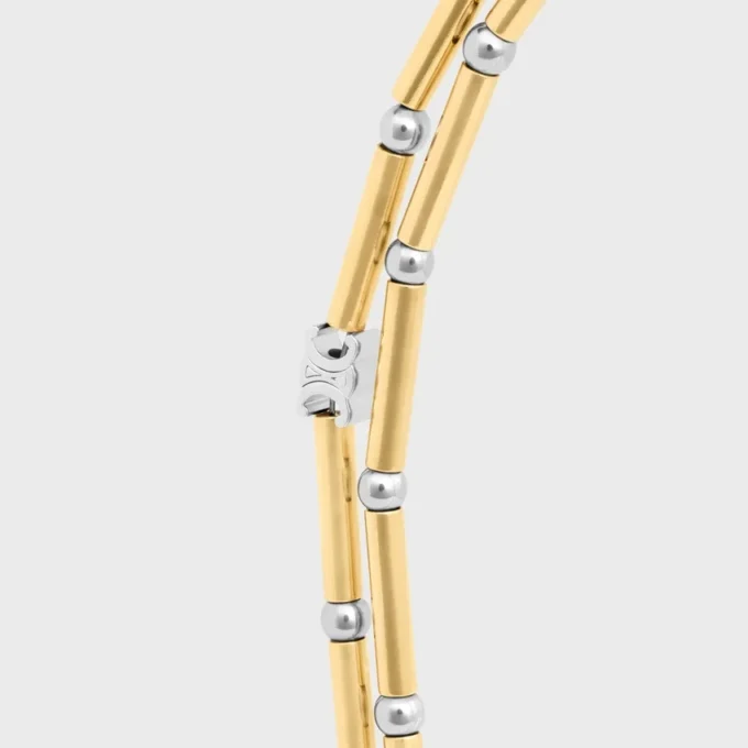 Charms Long Necklace in Brass with Gold and Rhodium Finsih