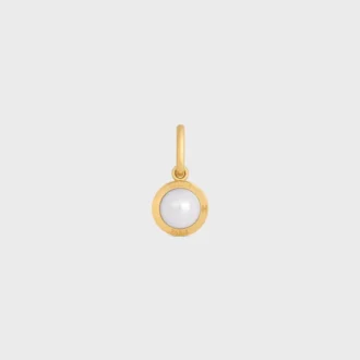 Charms Pearl in Resin Pearl and Brass with Gold Finish