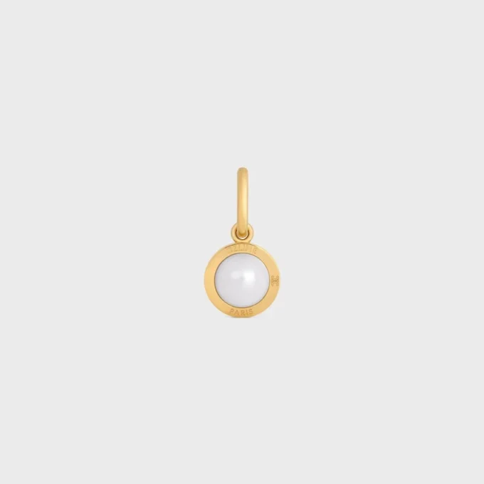 Charms Pearl in Resin Pearl and Brass with Gold Finish