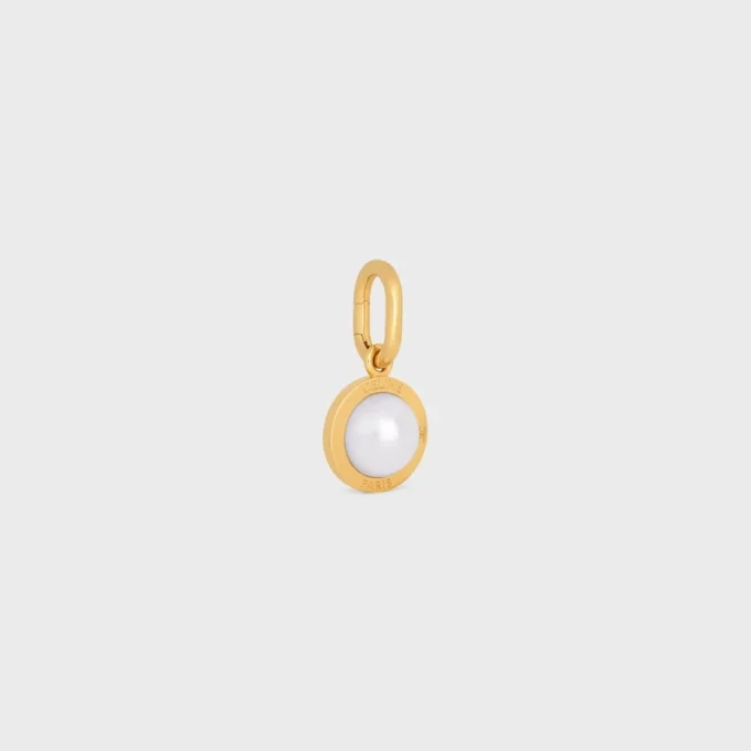 Charms Pearl in Resin Pearl and Brass with Gold Finish