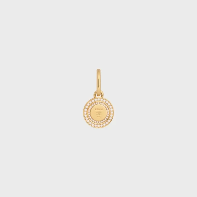Charms Pearl Medal in Resin Pearls and Brass with Gold Finish