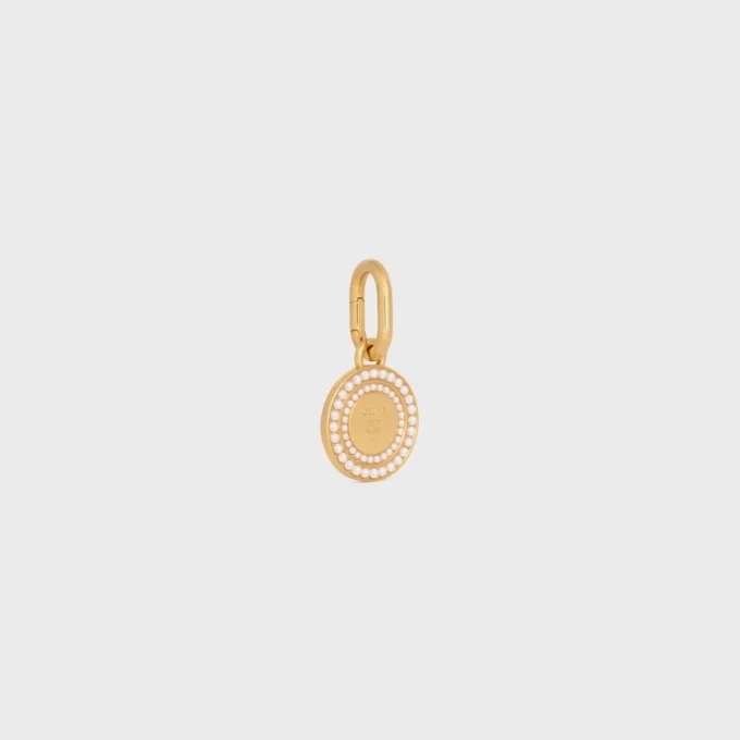 Charms Pearl Medal in Resin Pearls and Brass with Gold Finish