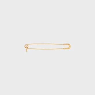 Charms Safety Pin Brooch in Brass with Gold Finish