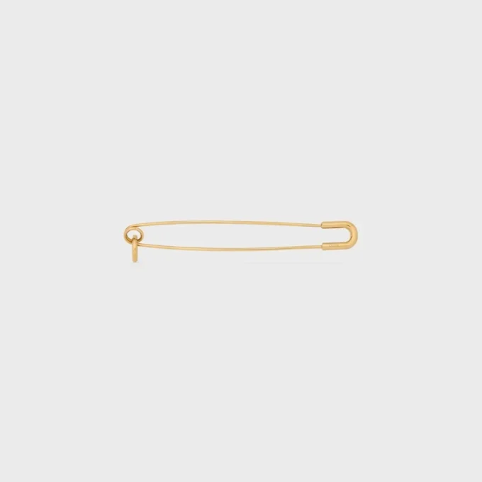 Charms Safety Pin Brooch in Brass with Gold Finish