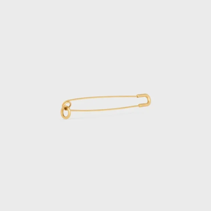 Charms Safety Pin Brooch in Brass with Gold Finish