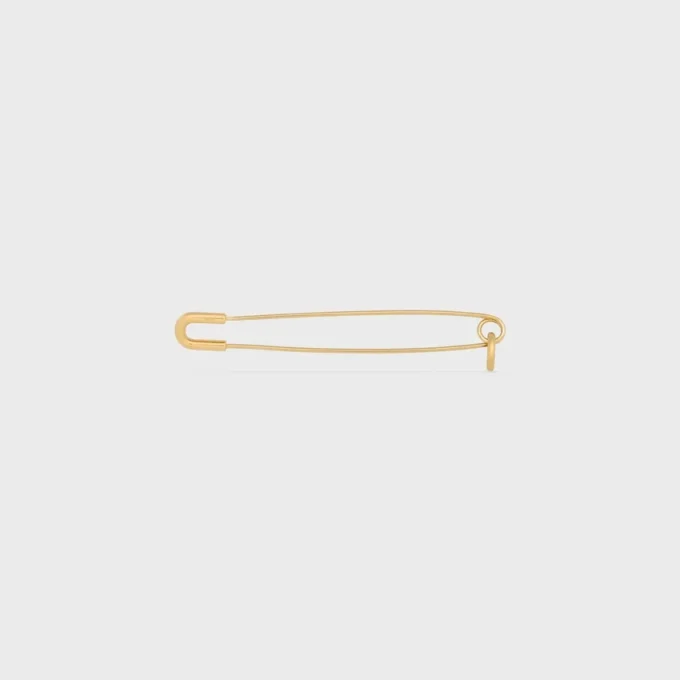 Charms Safety Pin Brooch in Brass with Gold Finish