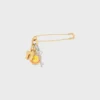 Charms Safety Pin Brooch in Brass with Gold Finish