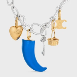 Charms Small Horn in Resin, Leather and Brass with Gold Finish