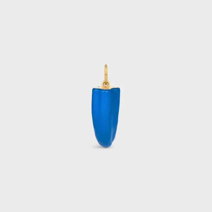 Charms Small Horn in Resin, Leather and Brass with Gold Finish