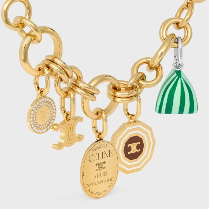 Celine Charms Heritage Chunky Bracelet in Brass with Gold Finish
