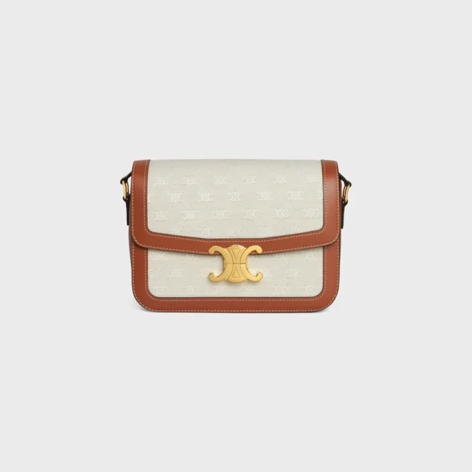 Classique Triomphe Bag in Textile with Triomphe All-Over and Calfskin Classique Triomphe Bag in Textile with Triomphe All-Over and Calfskin