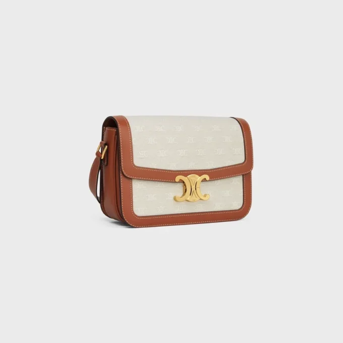 Classique Triomphe Bag in Textile with Triomphe All-Over and Calfskin Classique Triomphe Bag in Textile with Triomphe All-Over and Calfskin