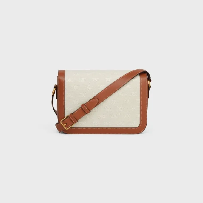 Classique Triomphe Bag in Textile with Triomphe All-Over and Calfskin Classique Triomphe Bag in Textile with Triomphe All-Over and Calfskin