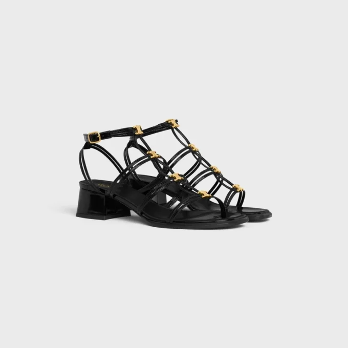 CléMence Heeled Sandal in Glossy Calfskin