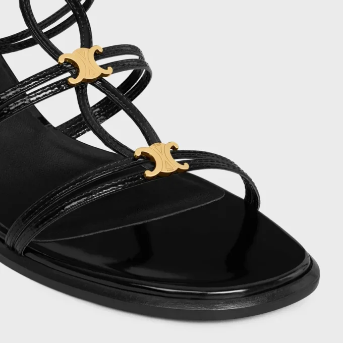 CléMence Heeled Sandal in Glossy Calfskin