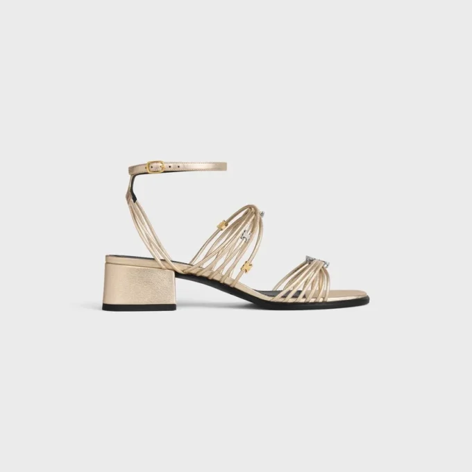 CléMence Heeled Sandal in Laminated Lambskin CléMence Heeled Sandal in Laminated Lambskin