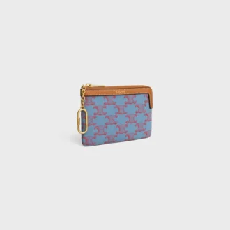 Coin Purse  in Textile with Triomphe All Over