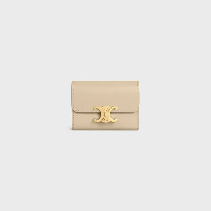 Compact Wallet with Coin Triomphe in Shiny Calfskin Compact Wallet with Coin Triomphe in Shiny Calfskin