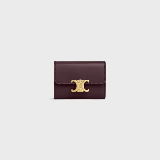 Compact Wallet with Coin Triomphe in Shiny Calfskin Compact Wallet with Coin Triomphe in Shiny Calfskin