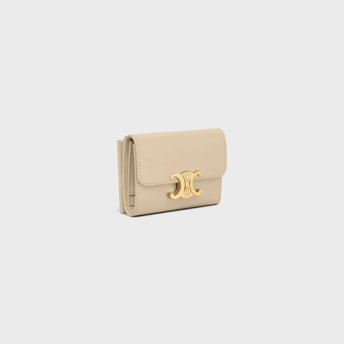 Compact Wallet with Coin Triomphe in Shiny Calfskin Compact Wallet with Coin Triomphe in Shiny Calfskin