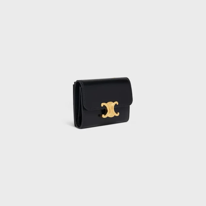 Compact Wallet with Coin Triomphe in Shiny Calfskin Compact Wallet with Coin Triomphe in Shiny Calfskin