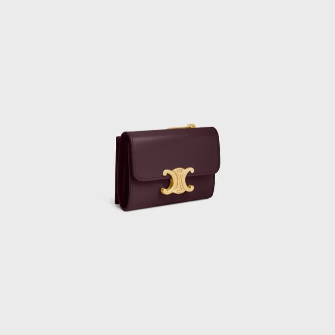 Compact Wallet with Coin Triomphe in Shiny Calfskin Compact Wallet with Coin Triomphe in Shiny Calfskin