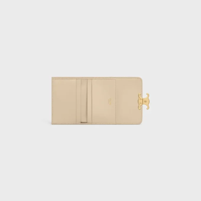 Compact Wallet with Coin Triomphe in Shiny Calfskin Compact Wallet with Coin Triomphe in Shiny Calfskin
