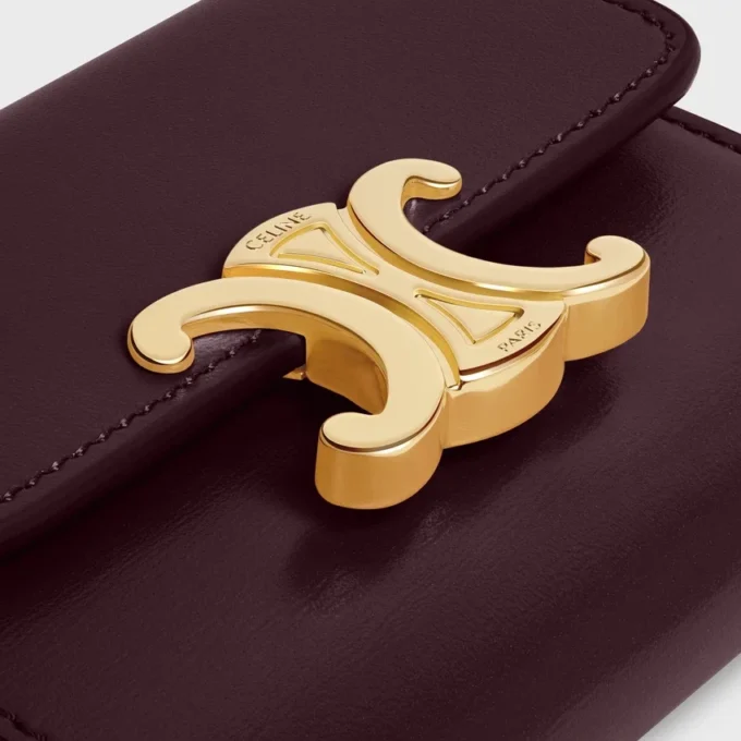 Compact Wallet with Coin Triomphe in Shiny Calfskin Compact Wallet with Coin Triomphe in Shiny Calfskin