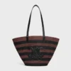 Couffin Celine Classic Panier in Striped Raffia and Calfskin