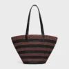 Couffin Celine Classic Panier in Striped Raffia and Calfskin