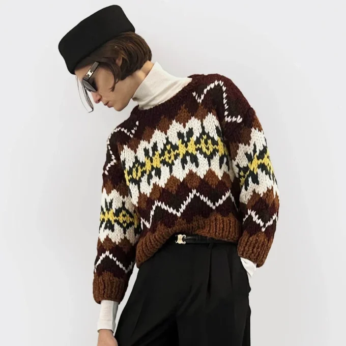 Crewneck Sweater in Fair Isle Wool Crewneck Sweater in Fair Isle Wool