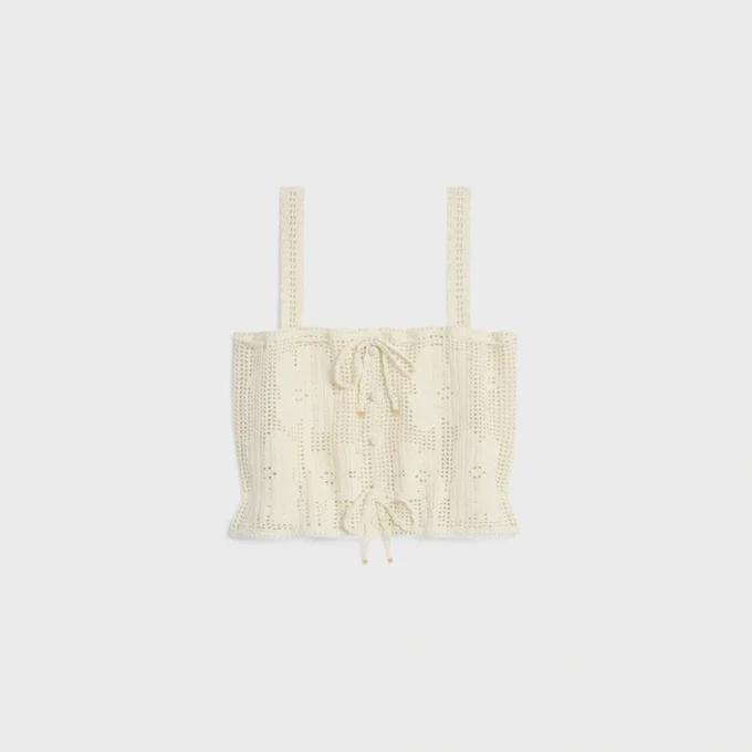 Crop Top in Floral Crocheted Cotton Crop Top in Floral Crocheted Cotton