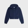 Cropped Zipped Hoodie in Cotton Fleece