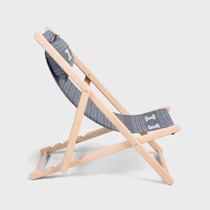 Deck Chair in Wood and Jacquard Textile