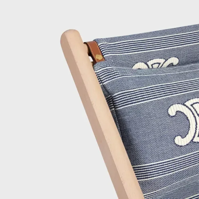 Deck Chair in Wood and Jacquard Textile