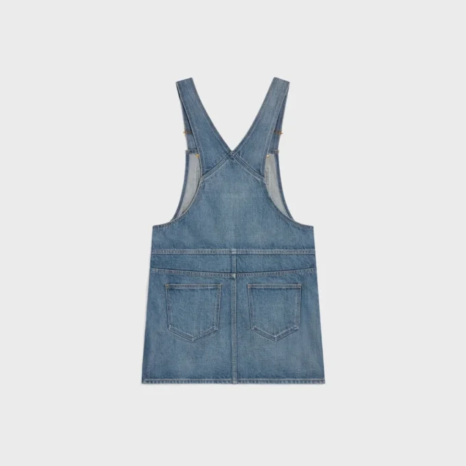 Dungarees Mini Dress in Union Wash Denim Dungarees Mini Dress in Union Wash Denim